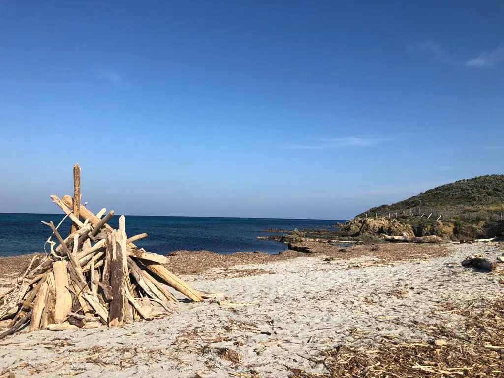 Préparation d'un feu sur la plage de Cavalaire-sur-mer