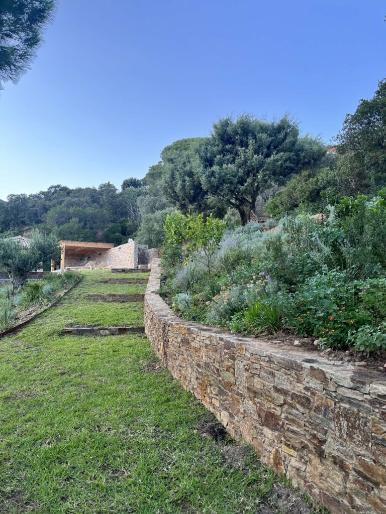 Jardin arboré et allée menant à la Maison de la Genette